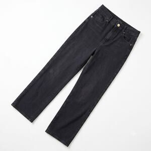 EXPRESS Super High Waisted Modern Straight Jeans Black Womens Small Short 4